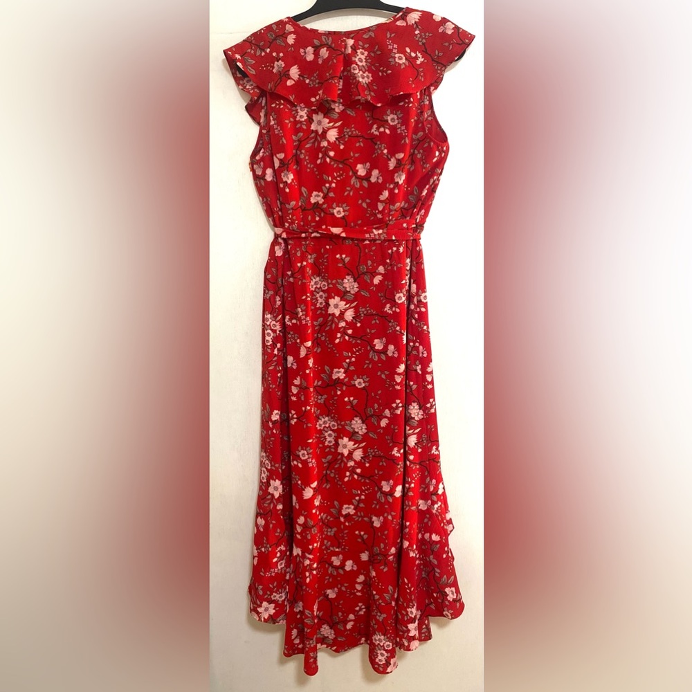 Max Studio Patterned Ruffle Wrap Mide Dress - Picture 3 of 7